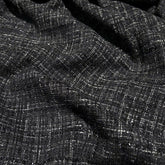 Shimmery Black Tweed - Metallic Plaid Fabric with Elegant Texture