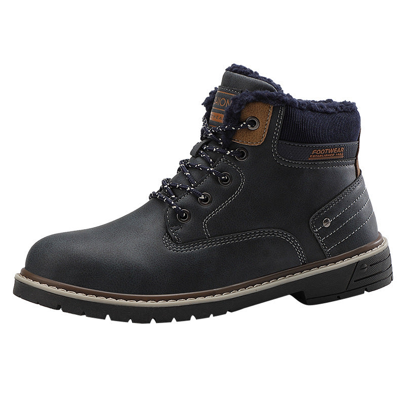 Men Outdoor Slip Resistant Warm Plush Lining Waterproof Snow Ankle Boots