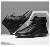 Men's Black Leather Solid Chelsea Boots