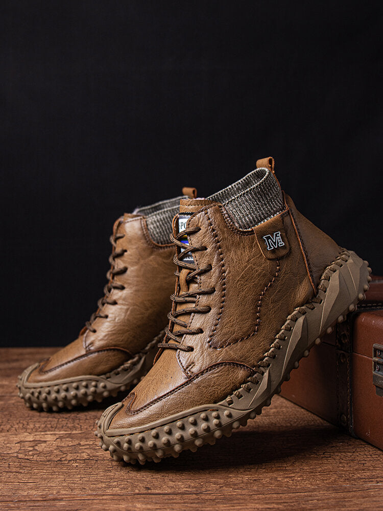 Men Retro Microfiber Leather Non Slip Casual Ankle Boots