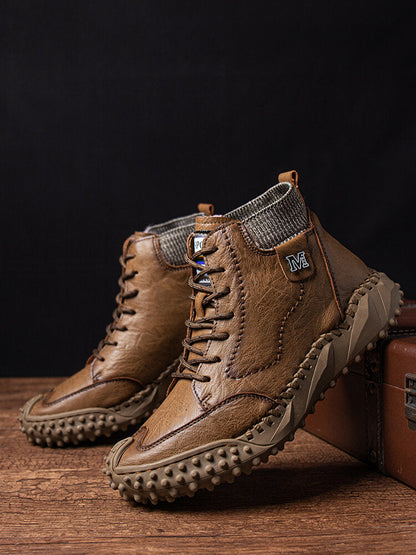 Men Retro Microfiber Leather Non Slip Casual Ankle Boots