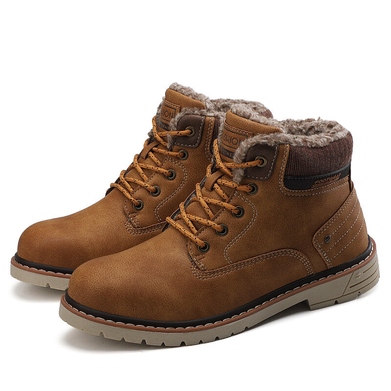 Men Outdoor Slip Resistant Warm Plush Lining Waterproof Snow Ankle Boots