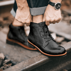 Mens Genuine Leather Waterproof Non-slip Arch Support Vintage Casual Chukka Boots