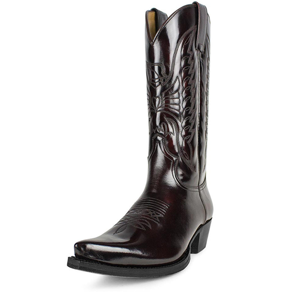Pointed-toe High-heeled Denim Embroidered High Boots