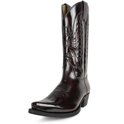 Pointed-toe High-heeled Denim Embroidered High Boots