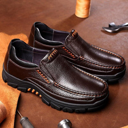 2022 Cow Leather Waterproof Comfy Non Slip Soft Slip On Casual Shoes