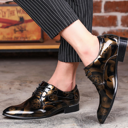 Fashion England shiny casual leather shoes men's boots