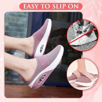 WOMEN'S BREATHABLE LIGHTWEIGHT AIR CUSHION SLIP-ON WALKING SLIPPERS