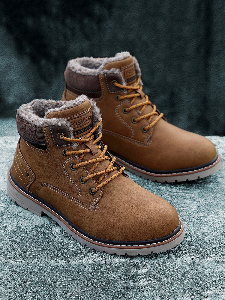 Men Outdoor Slip Resistant Warm Plush Lining Waterproof Snow Ankle Boots