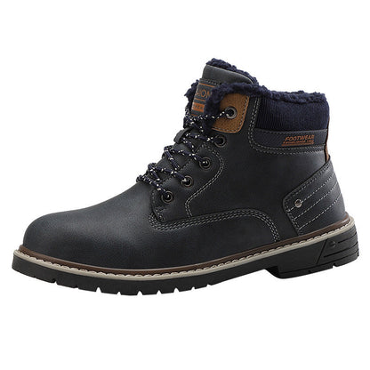 Men Outdoor Slip Resistant Warm Plush Lining Waterproof Snow Ankle Boots