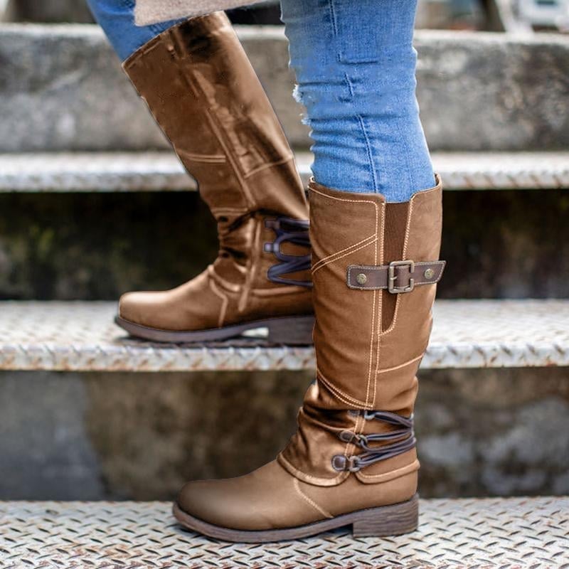 Buy 2 Free Shipping - Women's Vintage Leather Zipper High Snow Boots