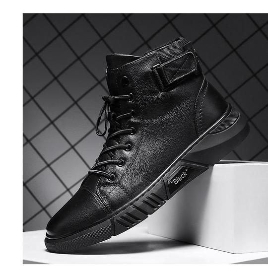 Men's Black Leather Solid Chelsea Boots