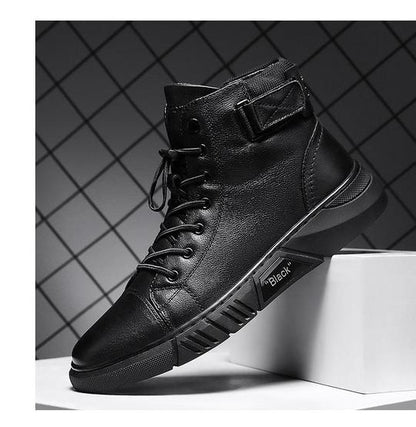 Men's Black Leather Solid Chelsea Boots