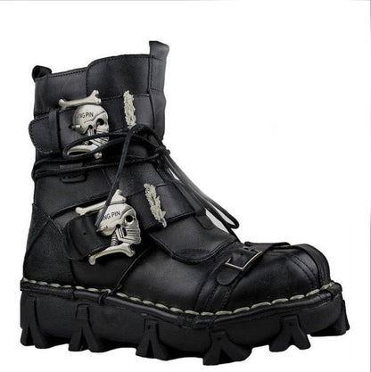 NEW HANDMADE SKULL LEATHER BOOTS