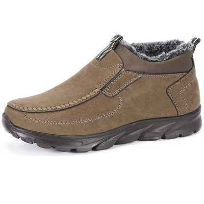 MEN'S COMFORTABLE INTERIOR WOOL PLUSH WATERPROOF SNOW COTTON SHOES