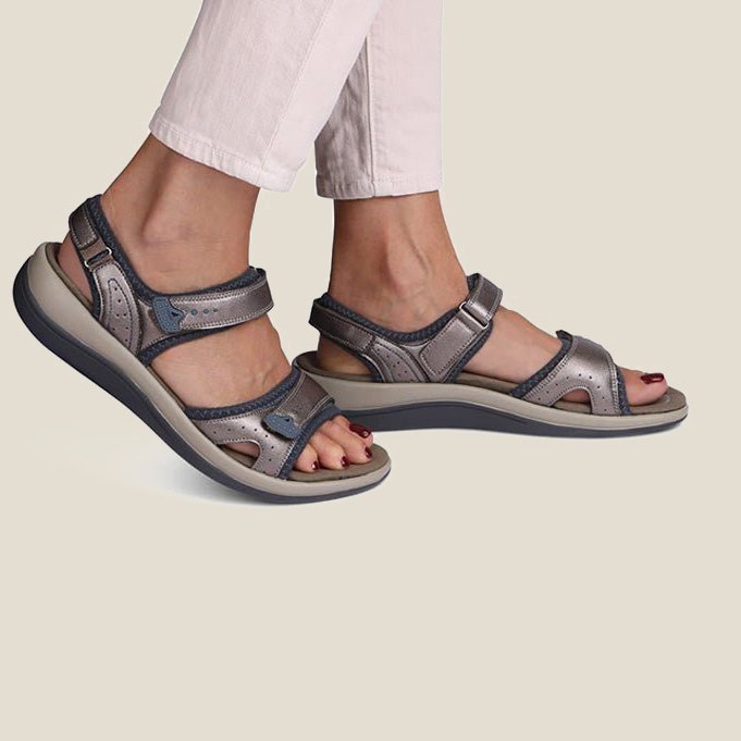 Last Day 49% OFF - Women's Casual Comfortable Leather Arch Support Flat Open Toe Velcro Sandals
