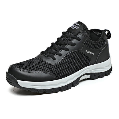MEN'S OUTDOOR MOUNTAINEERING LEATHER AND MESH NON-SLIP SHOES