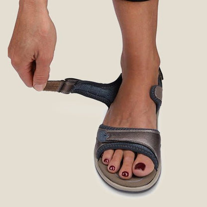 Last Day 49% OFF - Women's Casual Comfortable Leather Arch Support Flat Open Toe Velcro Sandals