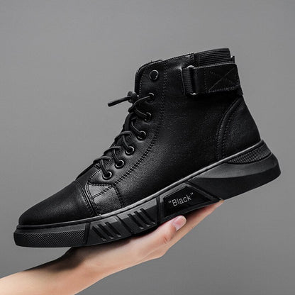 Men's Black Leather Solid Chelsea Boots