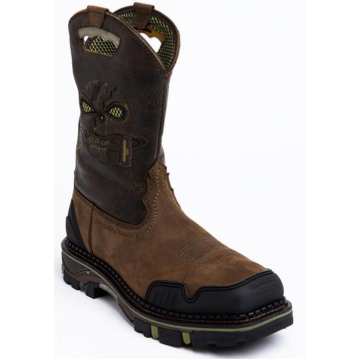 Men's Skull Embroidery Western Ankle Boots