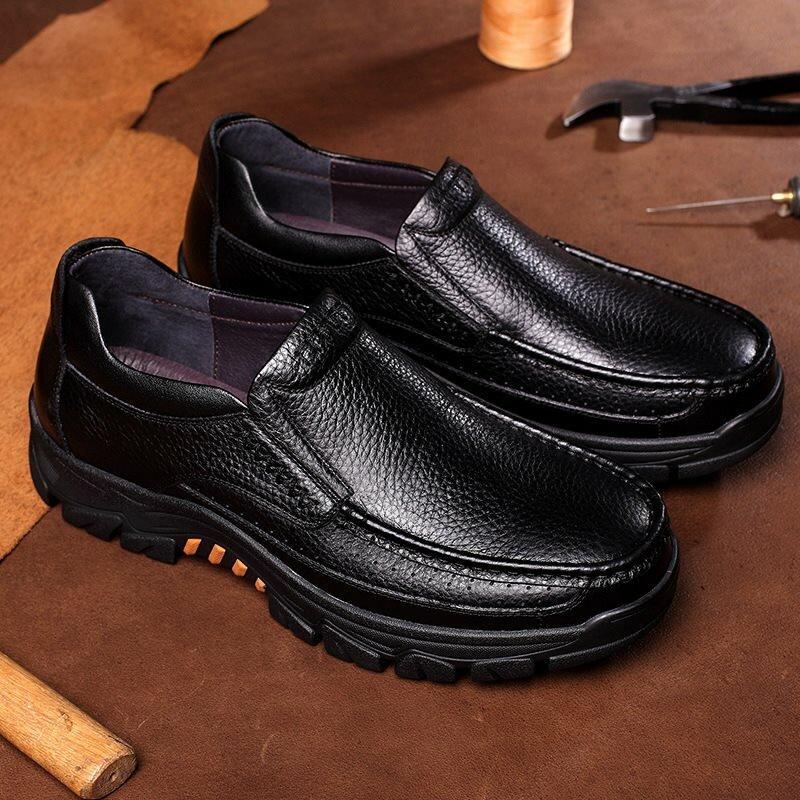 2022 Cow Leather Waterproof Comfy Non Slip Soft Slip On Casual Shoes