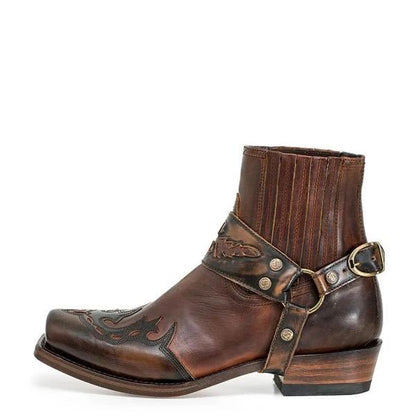Men's Roman Style Embroidered Ankle Boots
