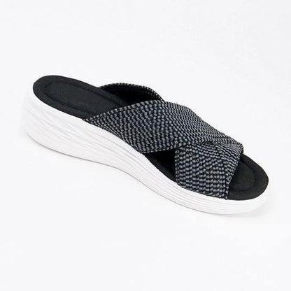 Gradation Stretch Cross Orthotic SlideSandals