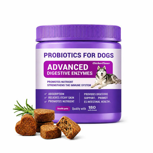 Probiotics for Dogs – 180 Soft Chews with Prebiotics & Chicken Flavor
