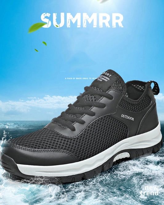 MEN'S OUTDOOR MOUNTAINEERING LEATHER AND MESH NON-SLIP SHOES