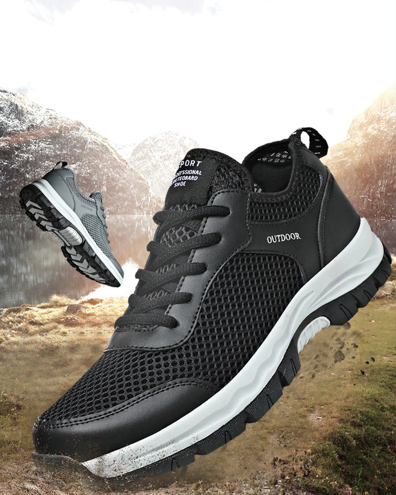 MEN'S OUTDOOR MOUNTAINEERING LEATHER AND MESH NON-SLIP SHOES