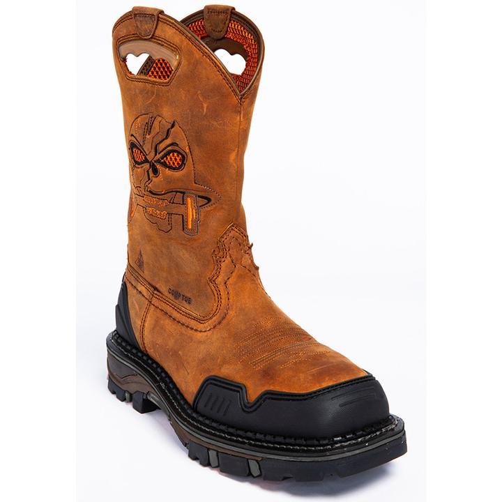 Men's Skull Embroidery Western Ankle Boots