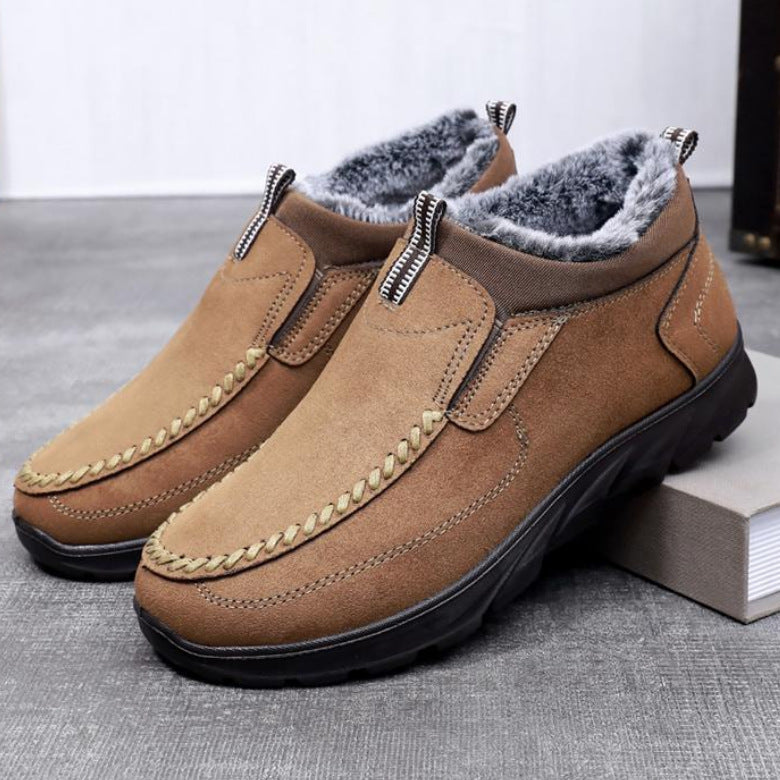 MEN'S COMFORTABLE INTERIOR WOOL PLUSH WATERPROOF SNOW COTTON SHOES