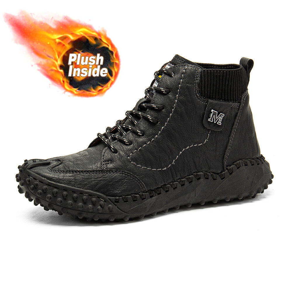 Men Retro Microfiber Leather Non Slip Casual Ankle Boots
