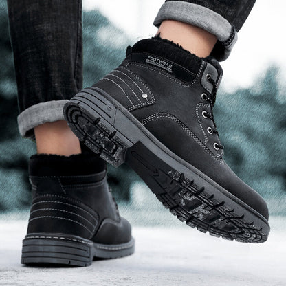Men Outdoor Slip Resistant Warm Plush Lining Waterproof Snow Ankle Boots