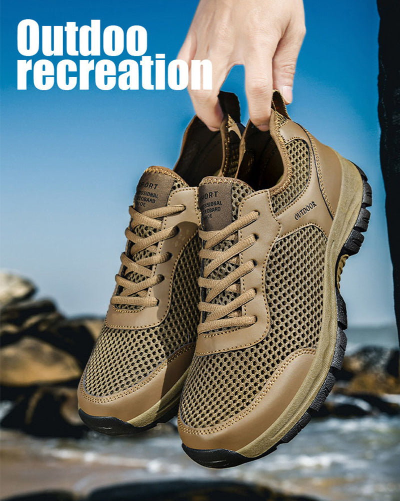 MEN'S OUTDOOR MOUNTAINEERING LEATHER AND MESH NON-SLIP SHOES