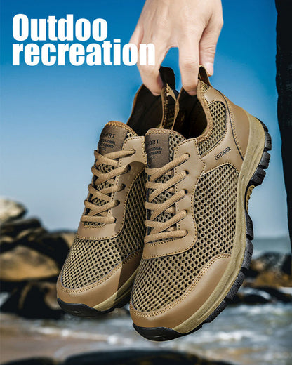 MEN'S OUTDOOR MOUNTAINEERING LEATHER AND MESH NON-SLIP SHOES