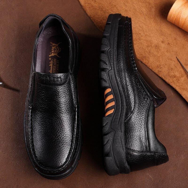 2022 Cow Leather Waterproof Comfy Non Slip Soft Slip On Casual Shoes