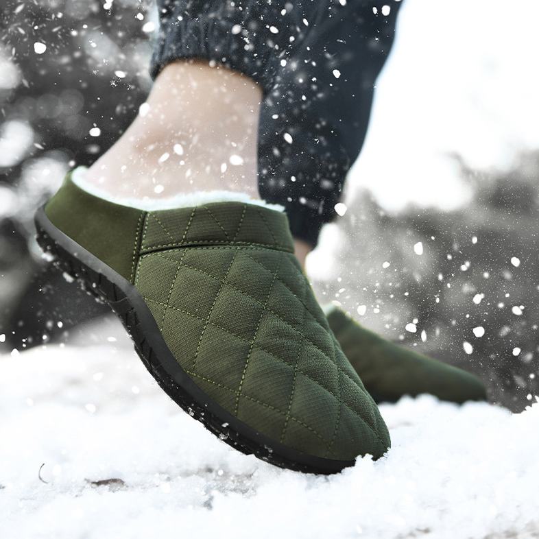 MEN'S FLEECE COMFORTABLE SOFT HALF DRAG CASUAL COTTON SHOES