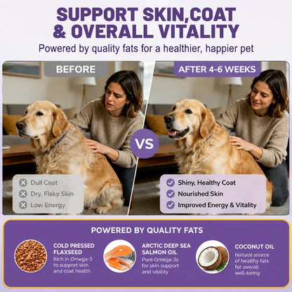 180ct Skin & Coat Salmon Oil Soft Chews for Dogs & Cats - Omega3, Biotin, Zinc & Vitamin E - Supports Healthy Skin, Shiny Coat, Itch Relief & Allergy Support Natural Chicken Flavor Chews