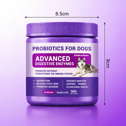 Probiotics for Dogs – 180 Soft Chews with Prebiotics & Chicken Flavor