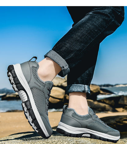 MEN'S OUTDOOR MOUNTAINEERING LEATHER AND MESH NON-SLIP SHOES