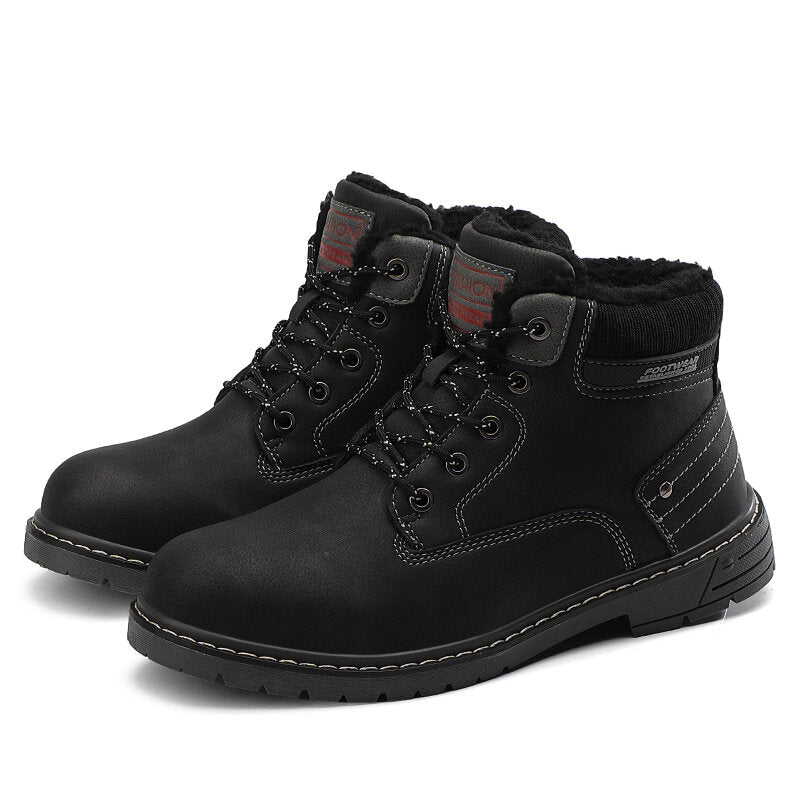 Men Outdoor Slip Resistant Warm Plush Lining Waterproof Snow Ankle Boots