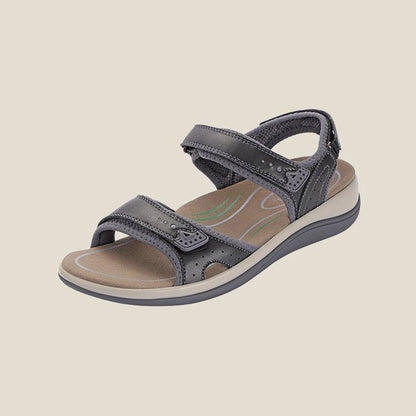 Last Day 49% OFF - Women's Casual Comfortable Leather Arch Support Flat Open Toe Velcro Sandals