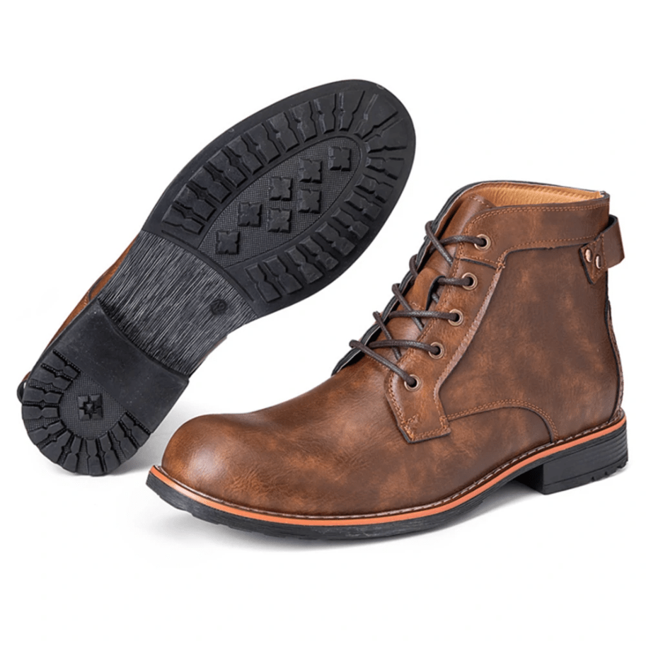 Mens Genuine Leather Waterproof Non-slip Arch Support Vintage Casual Chukka Boots