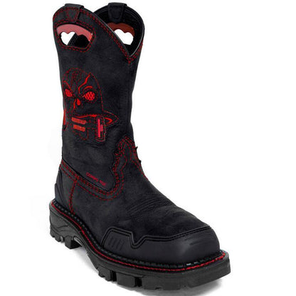 Men's Skull Embroidery Western Ankle Boots