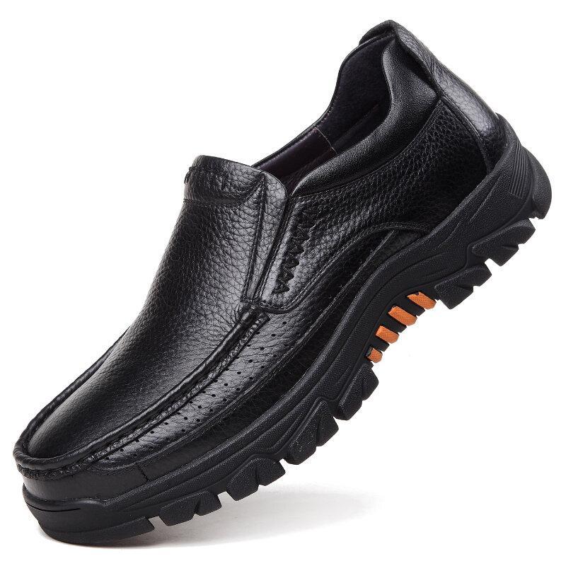 2022 Cow Leather Waterproof Comfy Non Slip Soft Slip On Casual Shoes