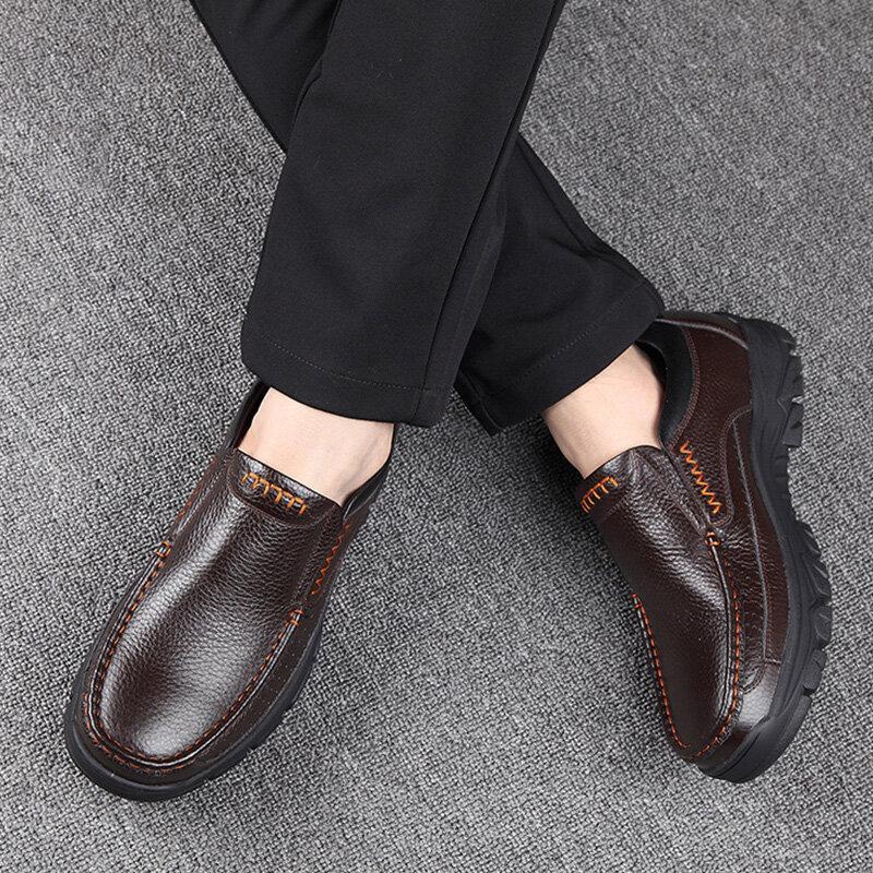 2022 Cow Leather Waterproof Comfy Non Slip Soft Slip On Casual Shoes
