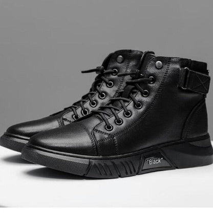 Men's Black Leather Solid Chelsea Boots