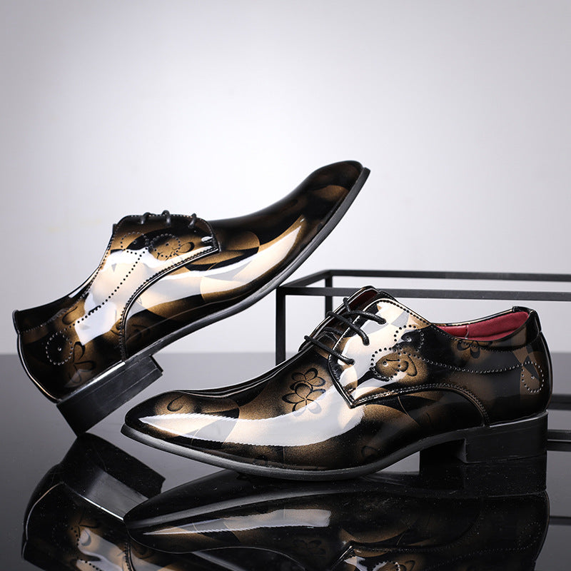 Fashion England shiny casual leather shoes men's boots