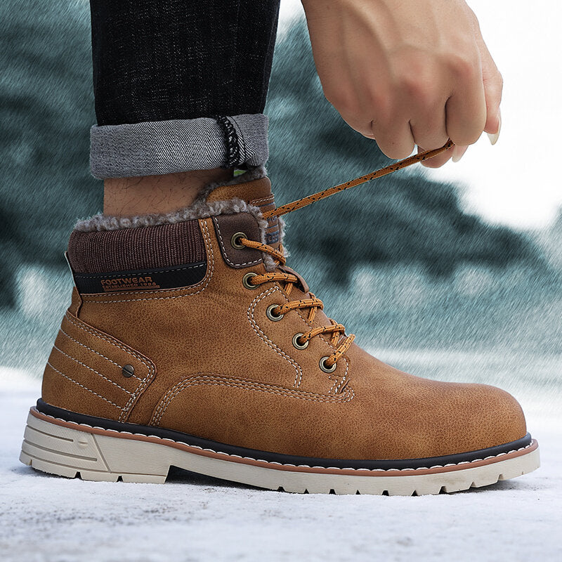 Men Outdoor Slip Resistant Warm Plush Lining Waterproof Snow Ankle Boots